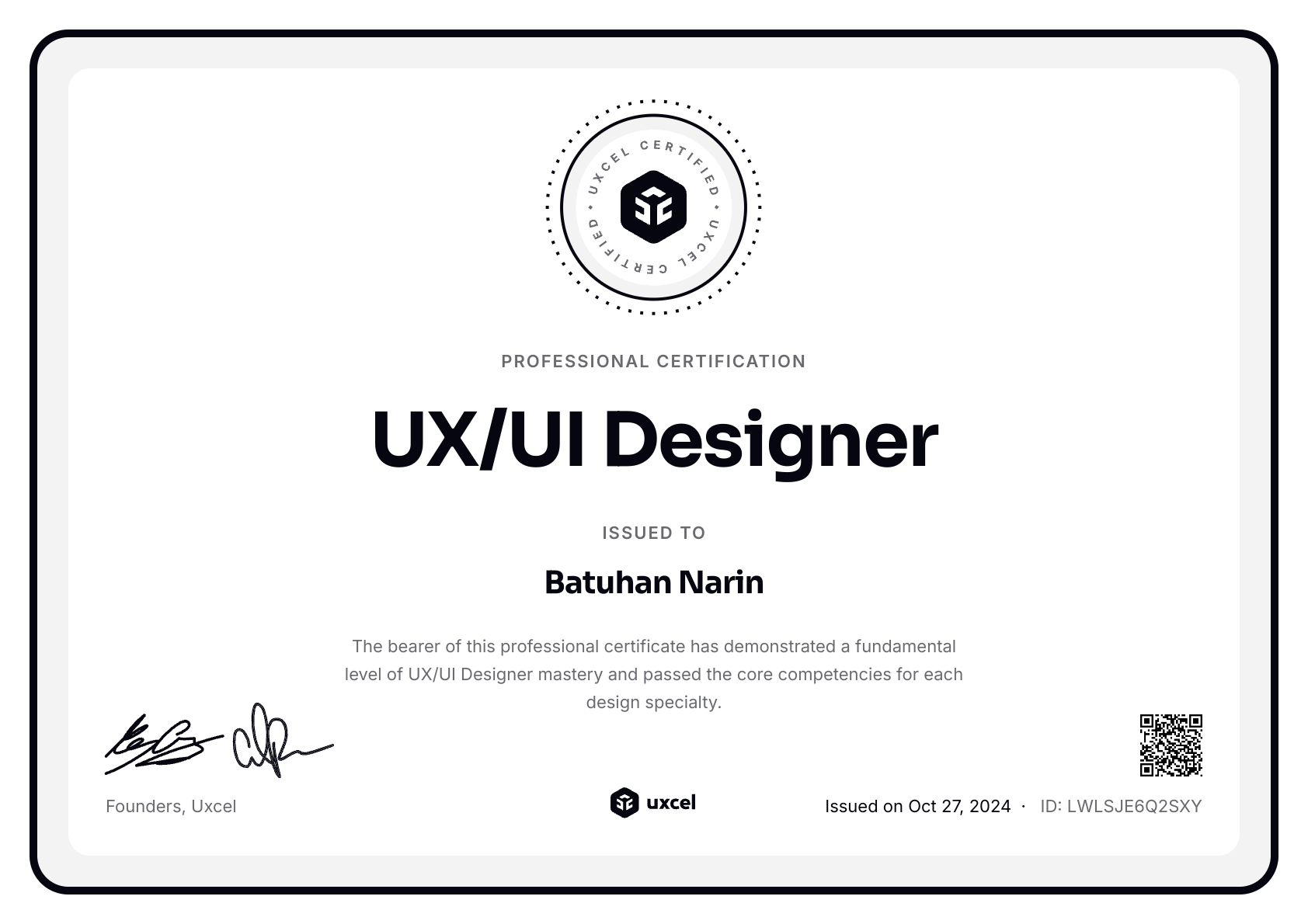 Batuhan Narin's certificate